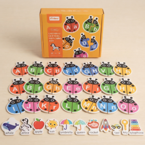 Wooden Ladybug Alphabet Matching Puzzle Double Sided