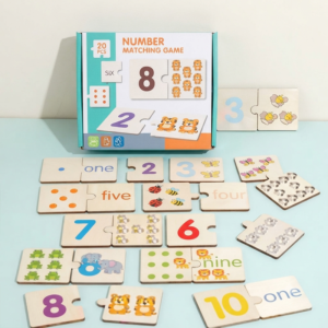 Wooden Number Matching Puzzle Animal Numbers English Cognitive