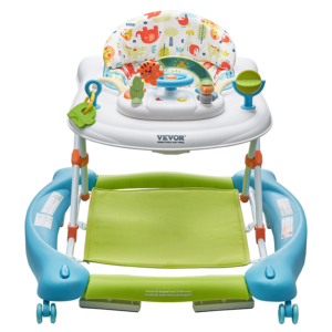 4-in-1 Baby Walker, Foldable Baby Activity Center On Wheels