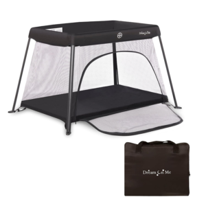 Dream On Me Travel Light Playard, Zipper Access Door, Travel Bag, Black
