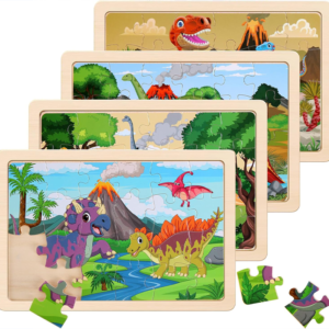 Wooden Puzzles Dinosaur Toys for Kids Ages 3-5